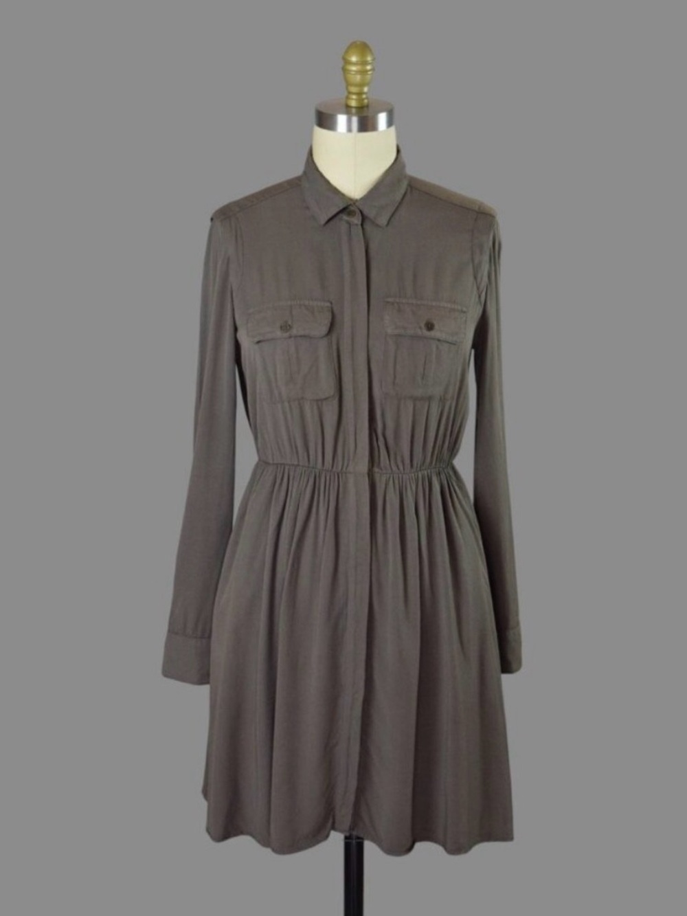 Anthropologie Maeve Dakota olive brown shirtdress M